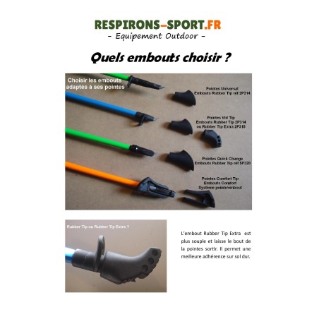 Embouts Rubber Extra KV+ pour batons de marche nordique